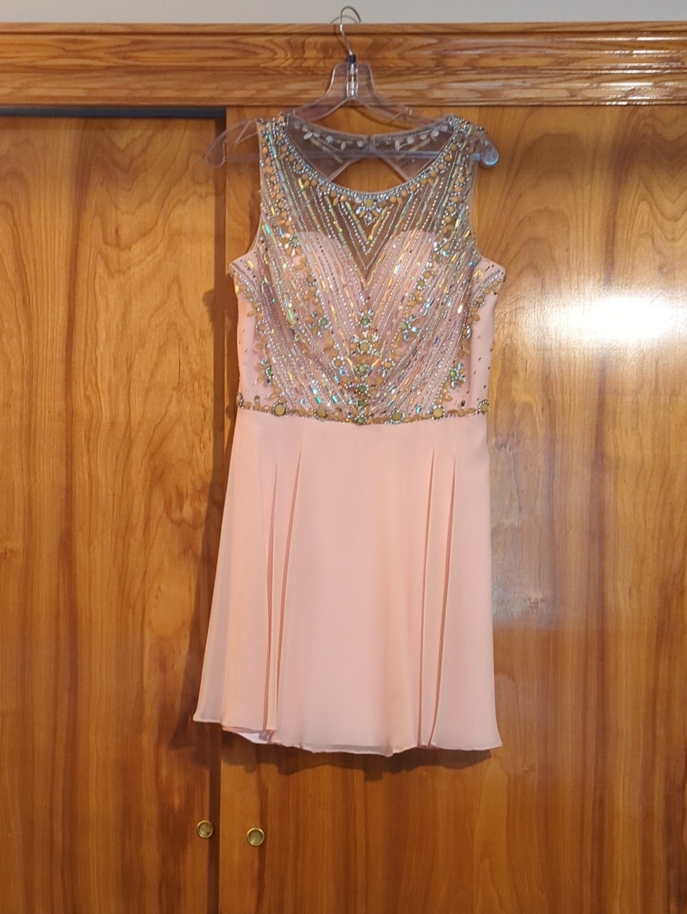 Mori Lee Beaded Blush Party Dress